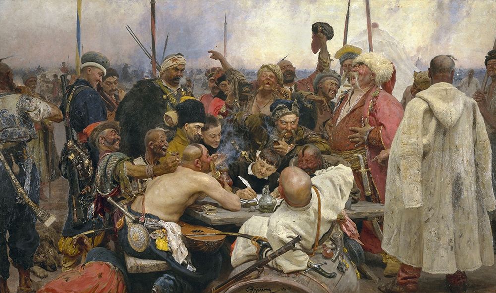 Reply of the Zaporozhian Cossacks art print by Ilya Repin for $57.95 CAD