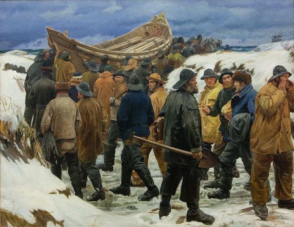 The lifeboat is driven through the dunes art print by Michael Ancher for $57.95 CAD