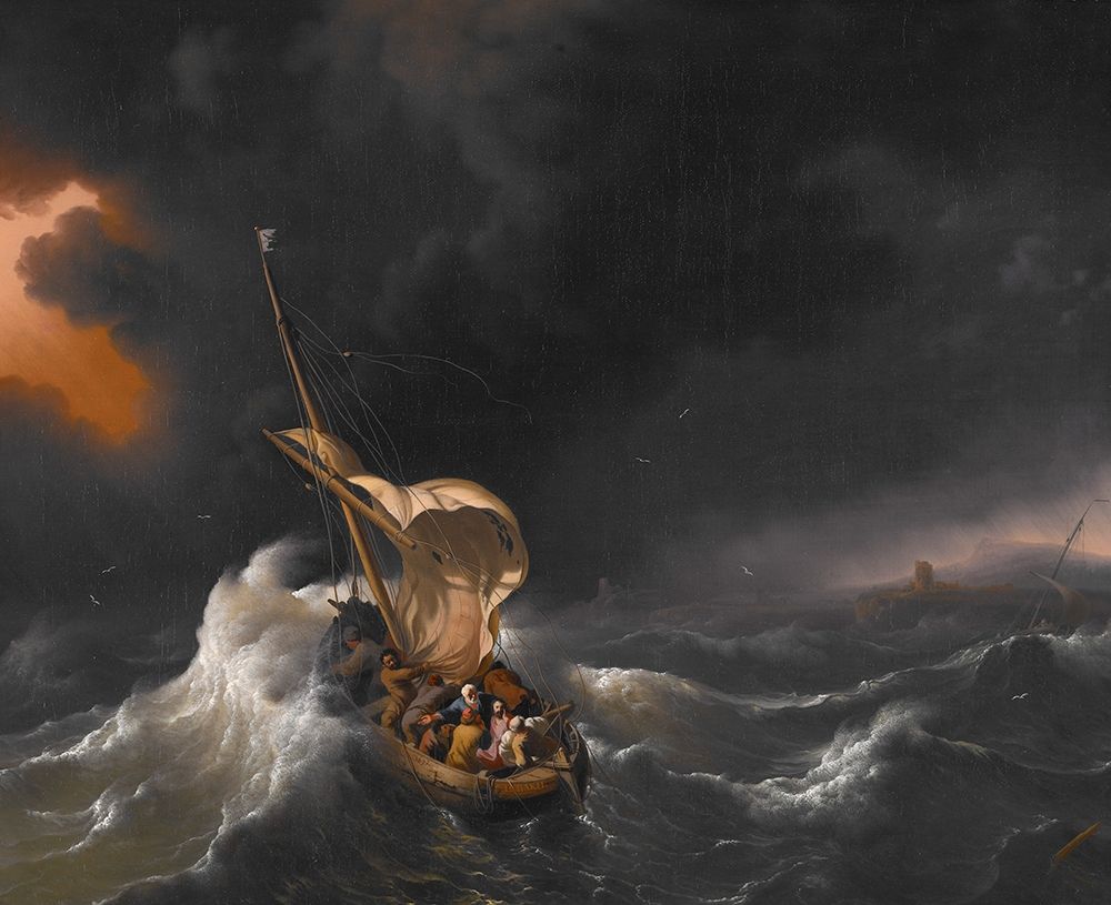 Christ in the Storm on the Sea of Galilee art print by Ludolf Backhuysen for $57.95 CAD