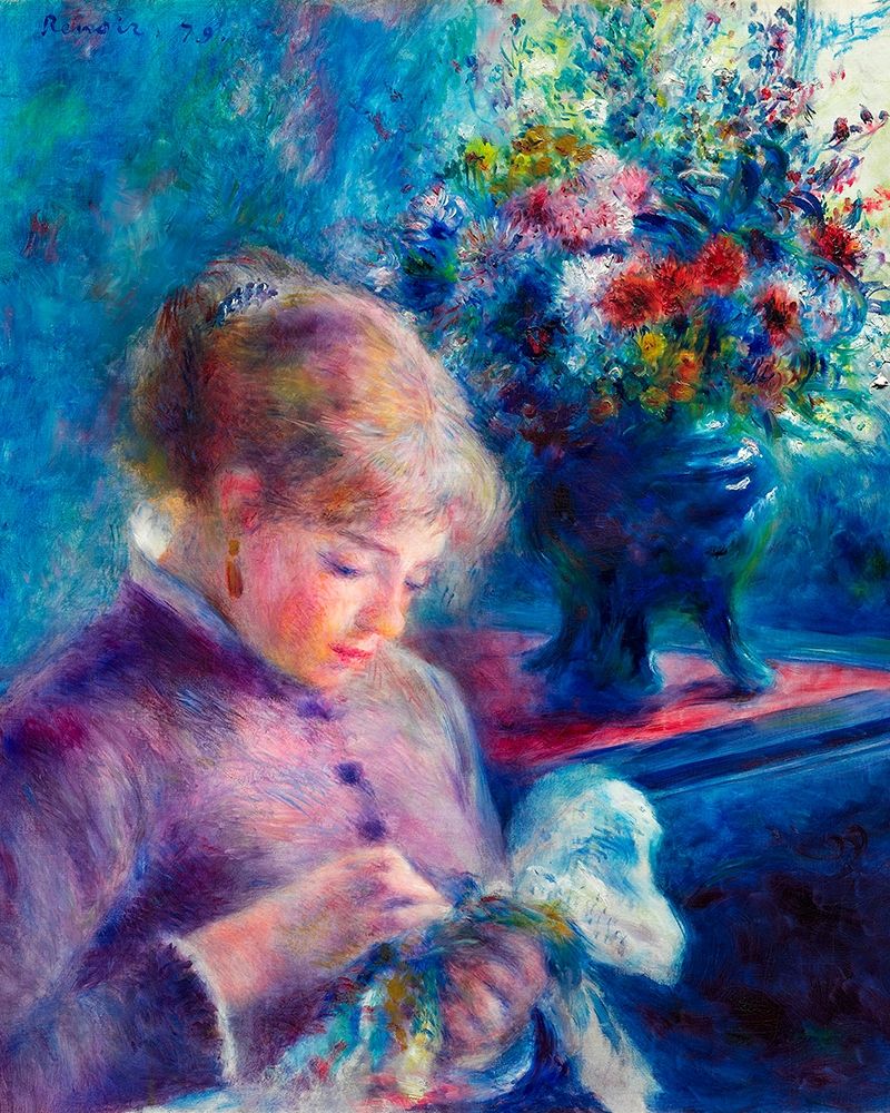 Young Woman Sewing 1879 art print by Pierre-Auguste Renoir for $57.95 CAD