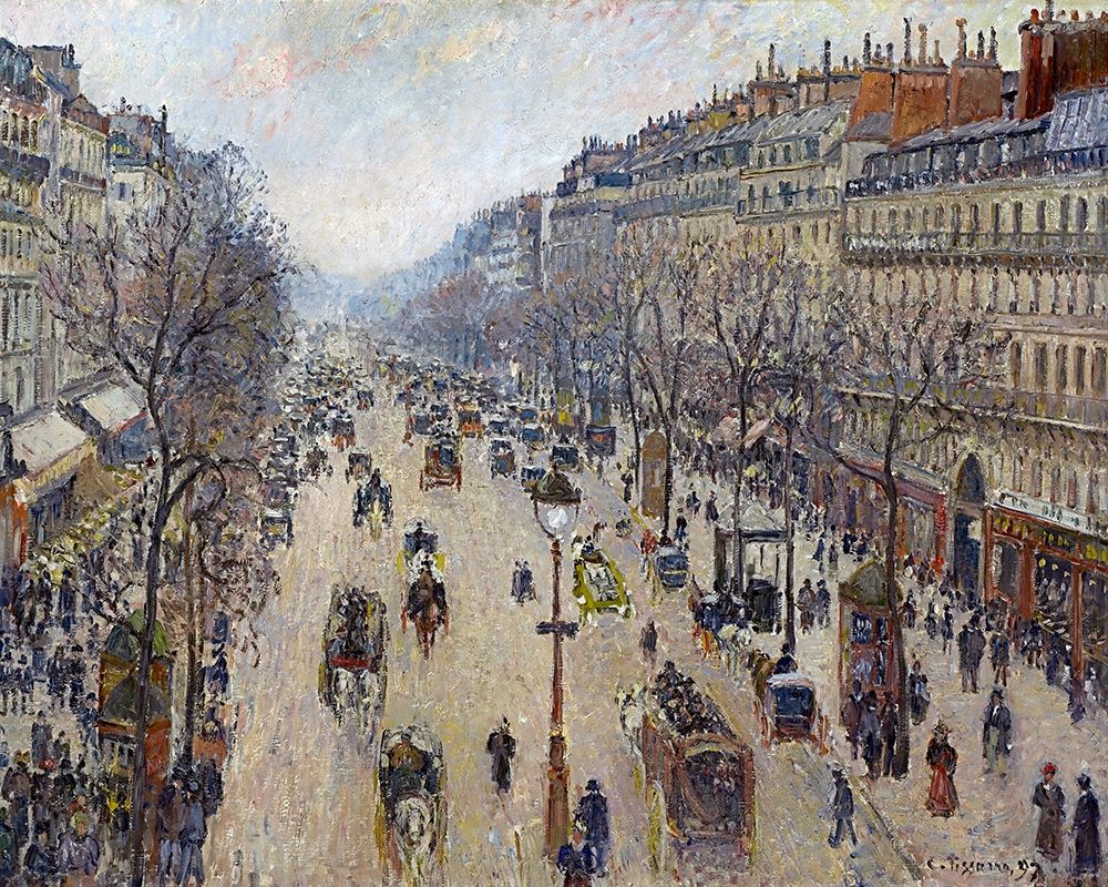 Boulevard Montmartre, Morning, Cloudy Weather art print by Camille Pissarro for $57.95 CAD