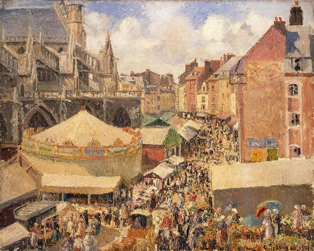 The Fair around the Saint-Jacques church, Dieppe art print by Camille Pissarro for $57.95 CAD