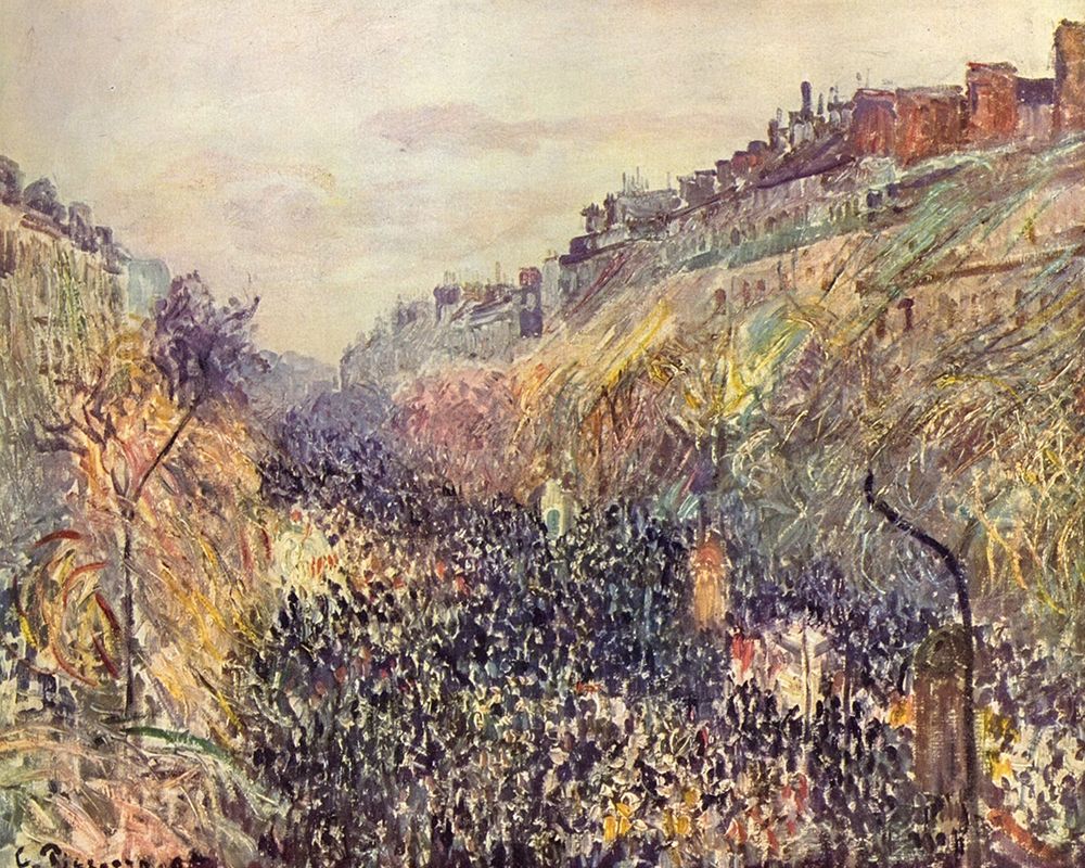 Boulevard Montmartre, Mardi Gras, at sunset art print by Camille Pissarro for $57.95 CAD