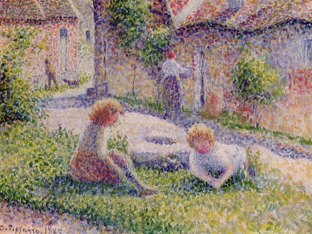 Children on a farm art print by Camille Pissarro for $57.95 CAD