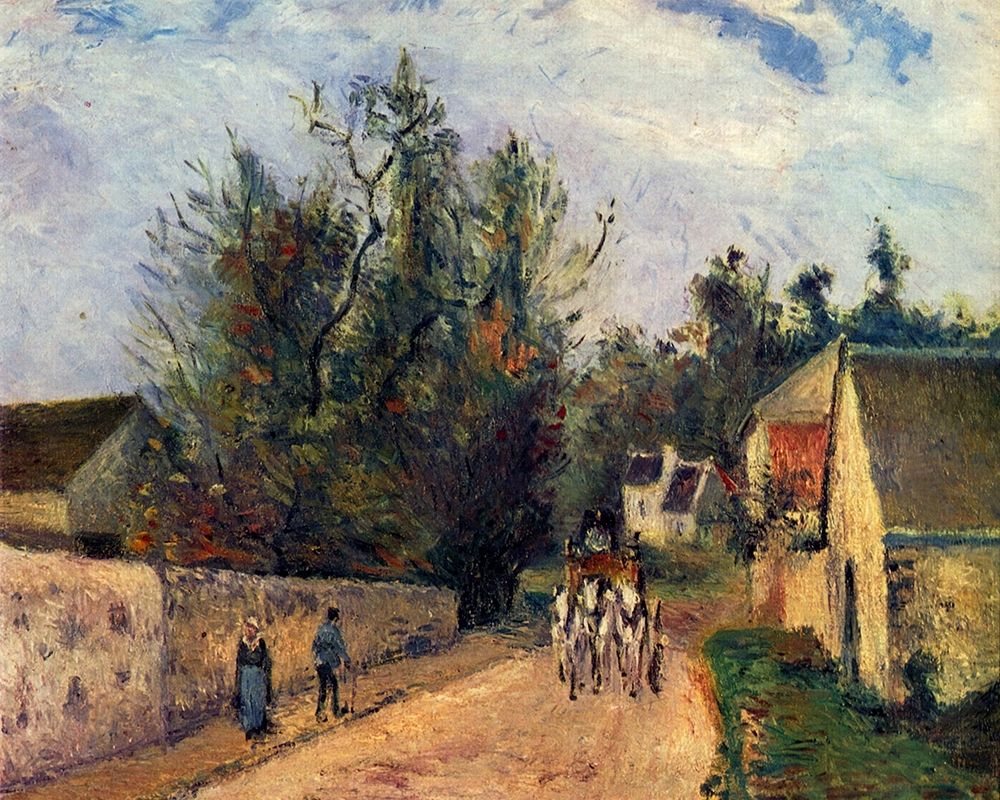 The diligence, route dEnnery at lHermitage, Pontoise art print by Camille Pissarro for $57.95 CAD