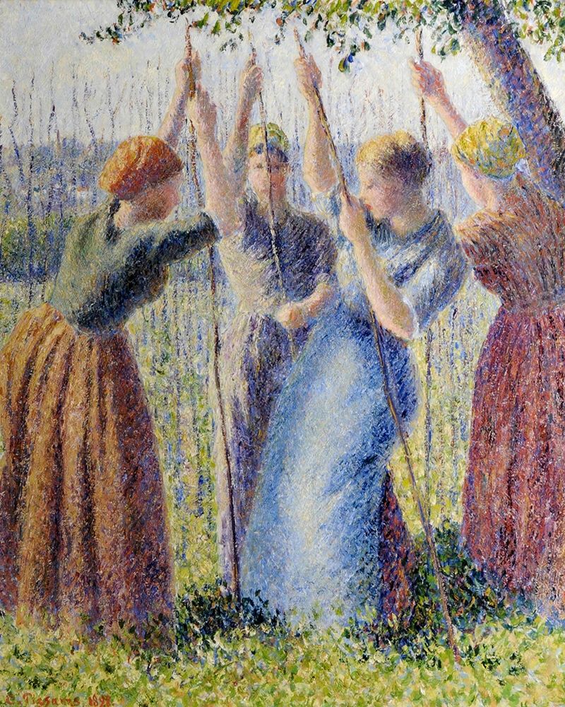 Peasant women planting art print by Camille Pissarro for $57.95 CAD