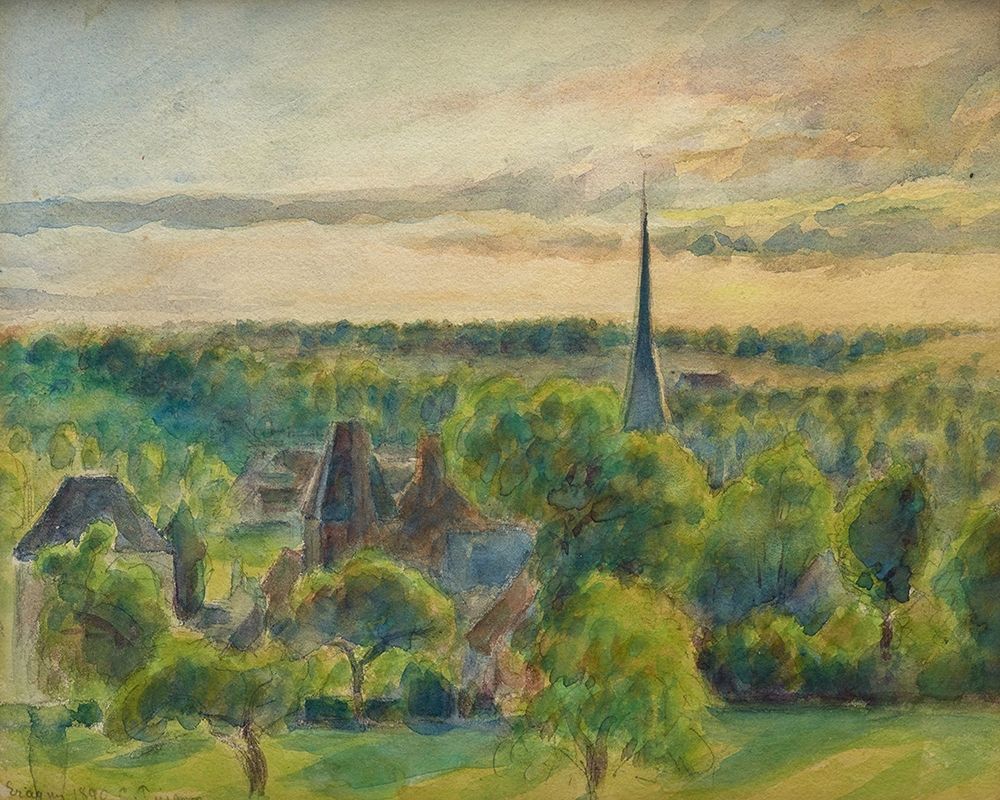 Landscape at Eragny art print by Camille Pissarro for $57.95 CAD