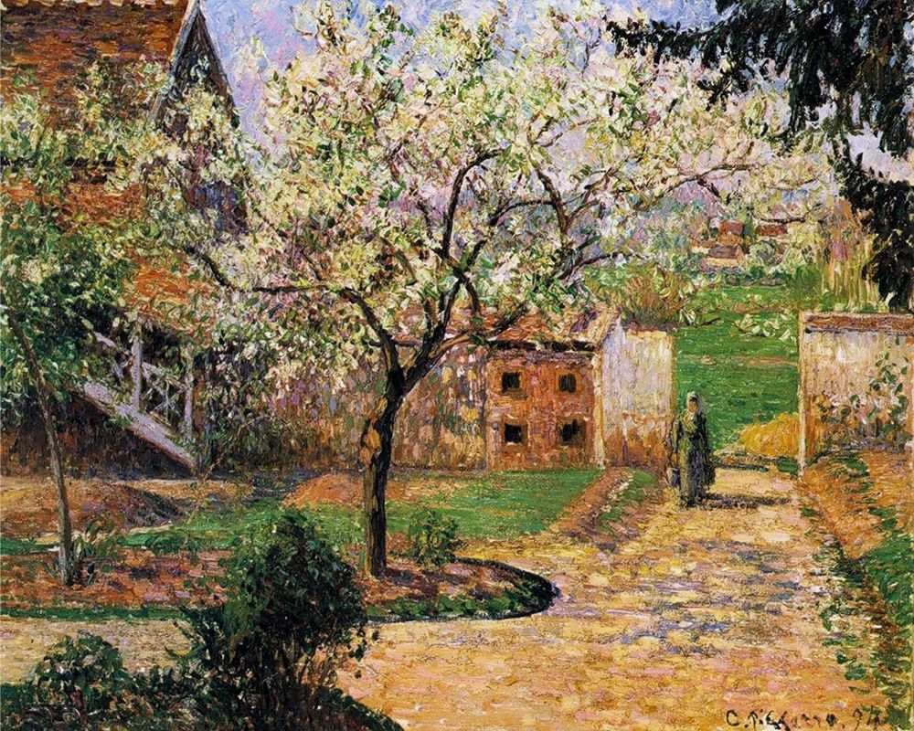 Plum Trees in Blossom, Eragny art print by Camille Pissarro for $57.95 CAD