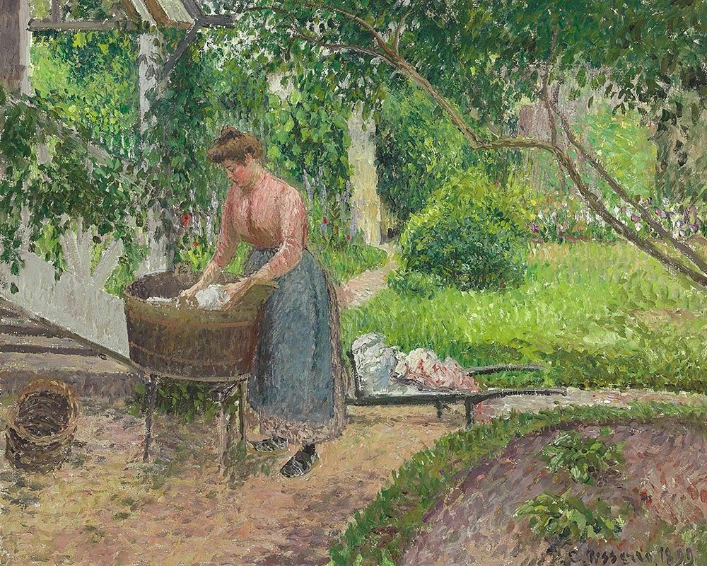 Washer in the garden, Eragny  art print by Camille Pissarro for $57.95 CAD