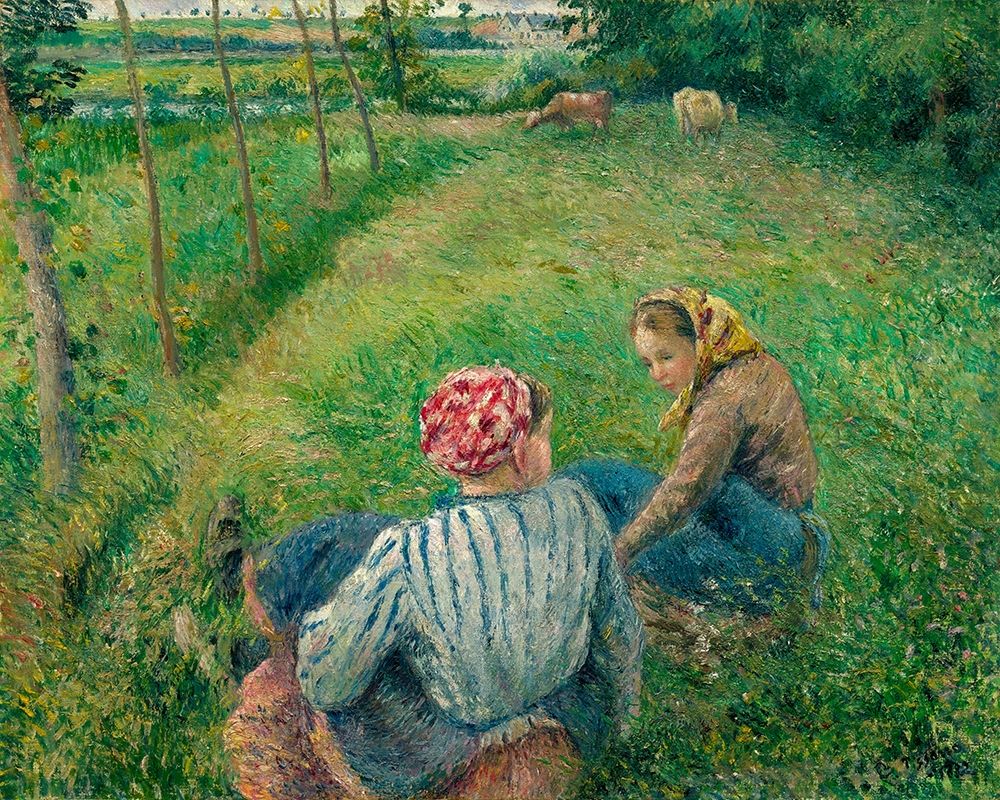 Young Peasant Girls Resting in the Fields near Pontoise art print by Camille Pissarro for $57.95 CAD
