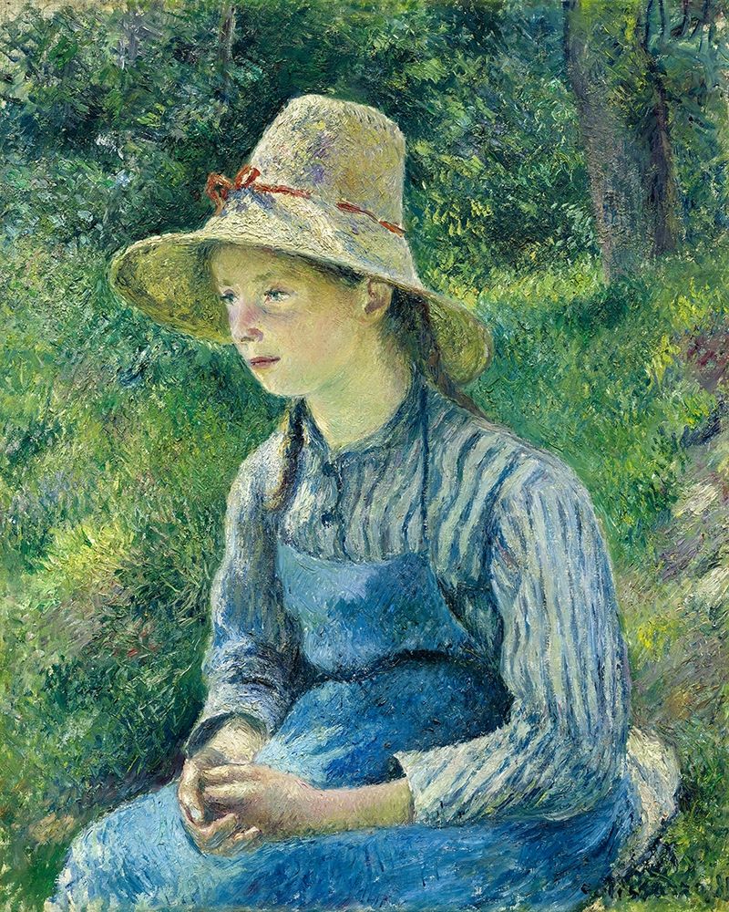 Peasant Girl with a Straw Hat art print by Camille Pissarro for $57.95 CAD