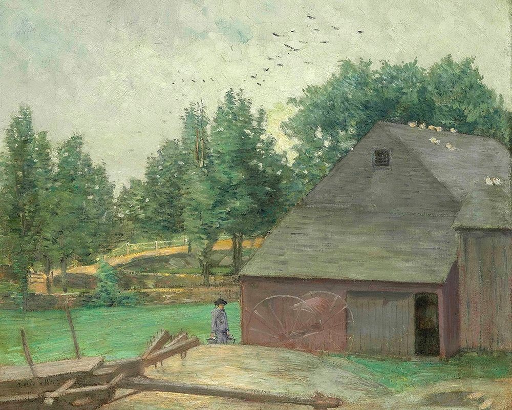 Summer in Connecticut. The Old Barn at Branchville art print by J Alden Weir for $57.95 CAD