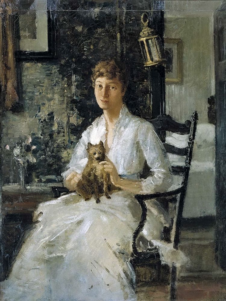Portrait of a Lady with a Dog-Anna Baker Weir art print by J Alden Weir for $57.95 CAD