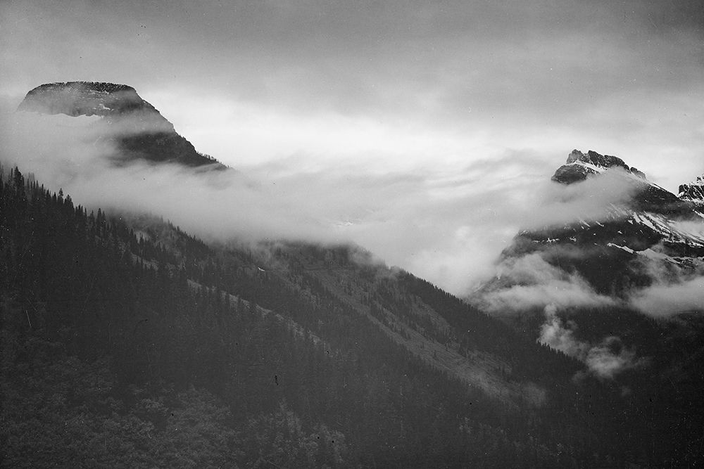 Mountain partially covered with clouds-Glacier National Park-Montana art print by Ansel Adams for $57.95 CAD