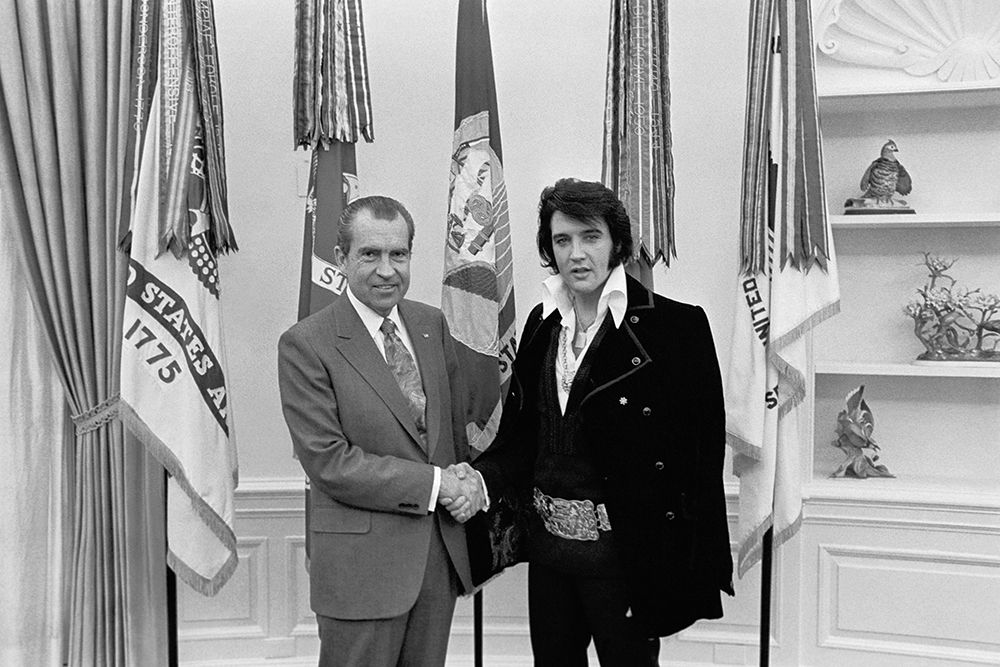 Elvis Presley meeting Richard Nixon art print by Ollie Atkins for $57.95 CAD