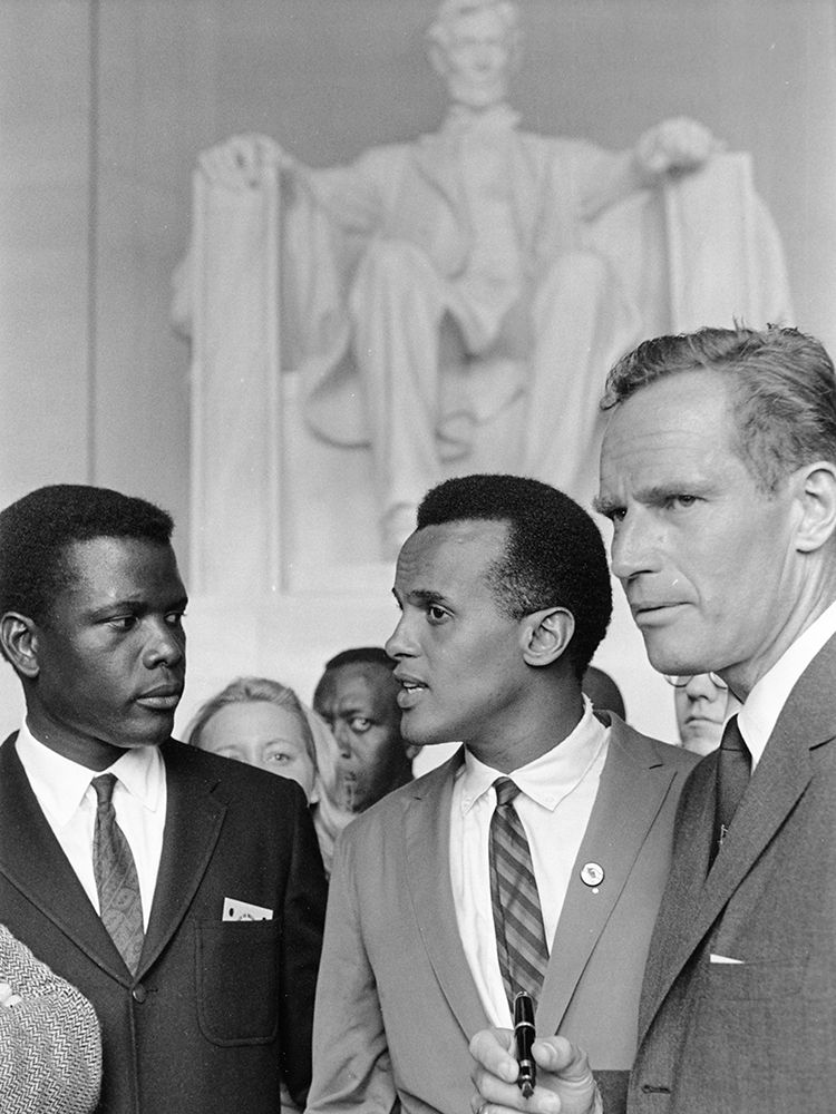 Poitier Belafonte Heston Civil Rights March 1963 art print by U.S. Archives for $57.95 CAD