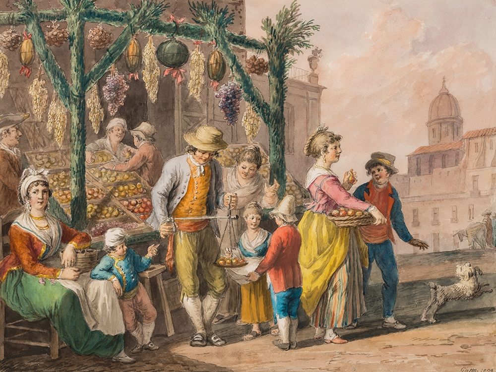 A fruit stall in Naples at Christmas, 1828 art print by Smithsonian Design Museum for $57.95 CAD