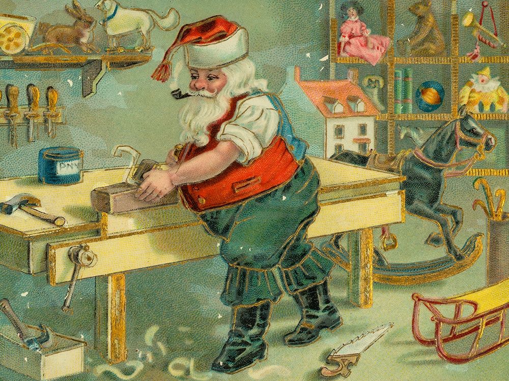 Santa Claus in workshop making toys art print by Missouri History Museum for $57.95 CAD