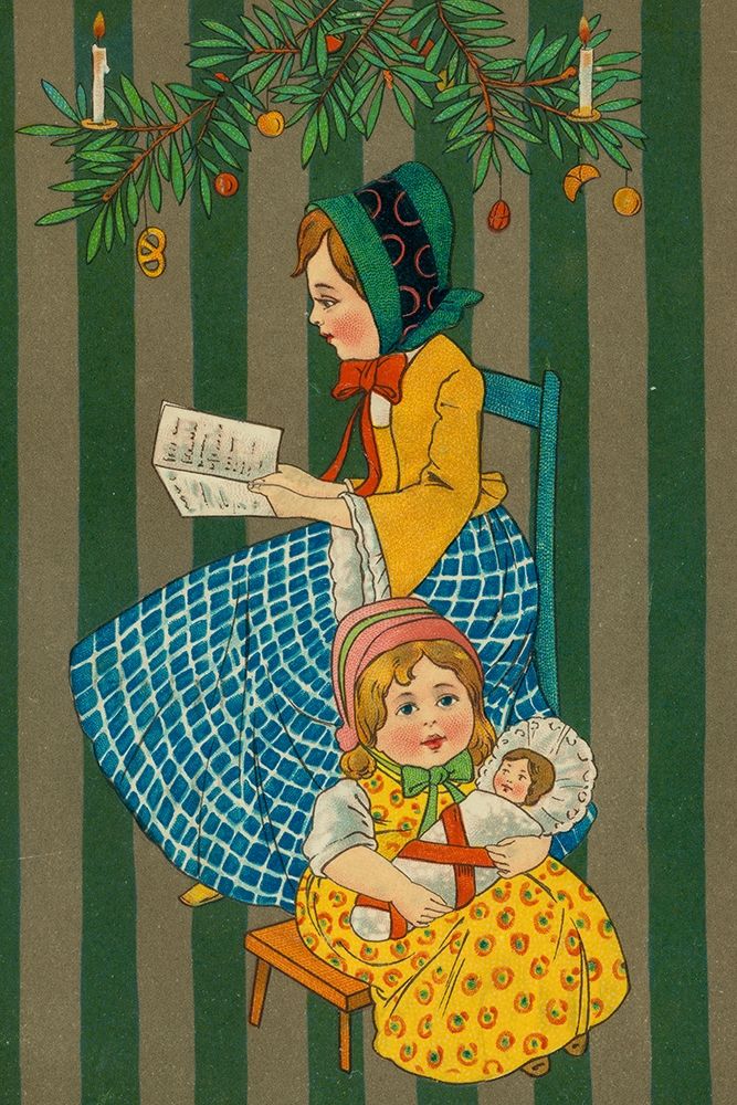 Christmas postcard with two seated girls art print by Missouri History Museum for $57.95 CAD