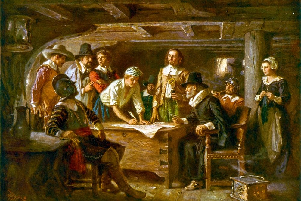 The Mayflower Compact-1620 art print by Jean Leon Gerome Ferris for $57.95 CAD