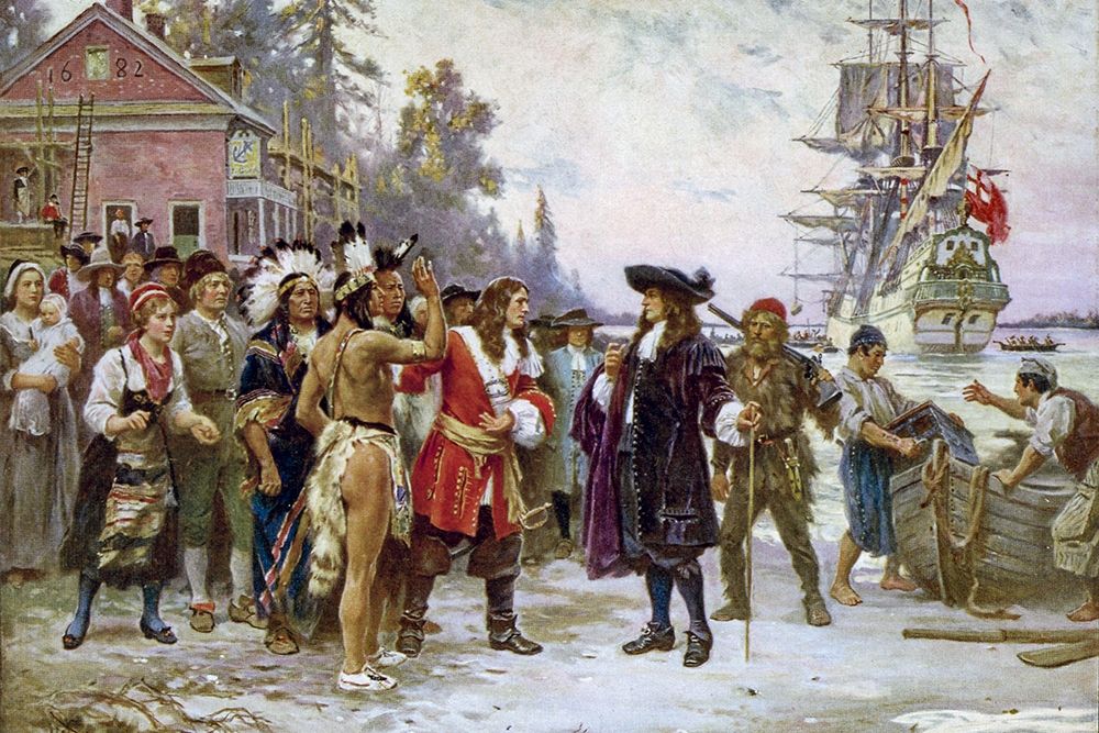 The Landing of William Penn art print by Jean Leon Gerome Ferris for $57.95 CAD