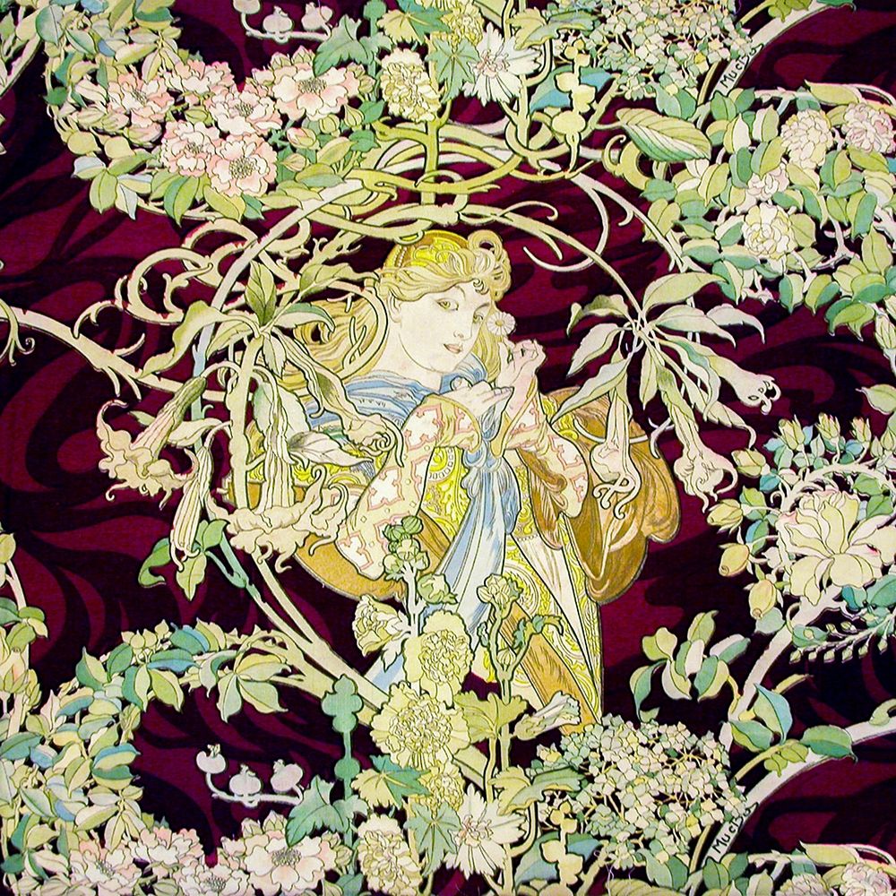 Panel Entitled Femme a marguerite or Woman with Daisy art print by Alphonse Mucha for $57.95 CAD