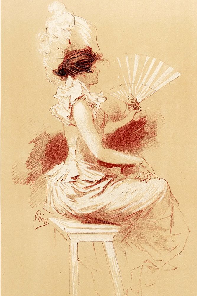 Dessin originel 1895 Lady with Fan art print by Jules Cheret for $57.95 CAD