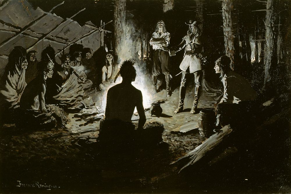 French Explorers Council with the Indians art print by Frederic Remington for $57.95 CAD