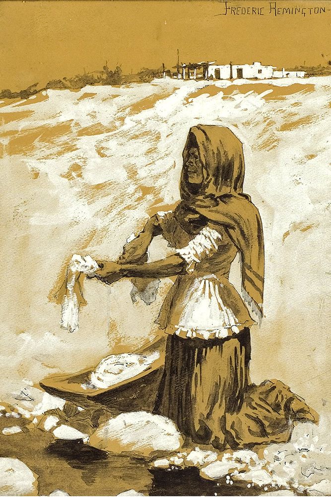 Mexican Woman Washing-1890 art print by Frederic Remington for $57.95 CAD