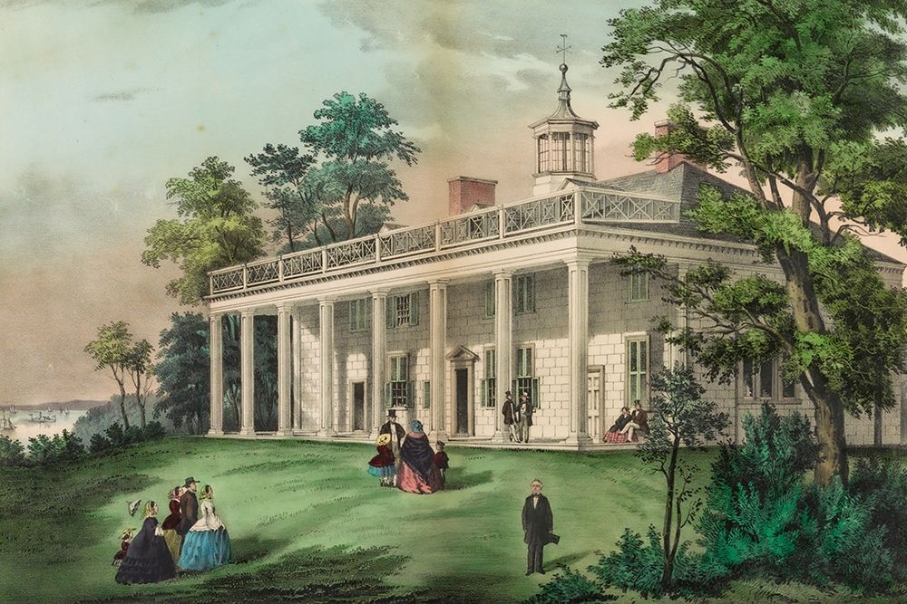 The home of Washington-Mount Vernon-Va art print by Currier and Ives for $57.95 CAD