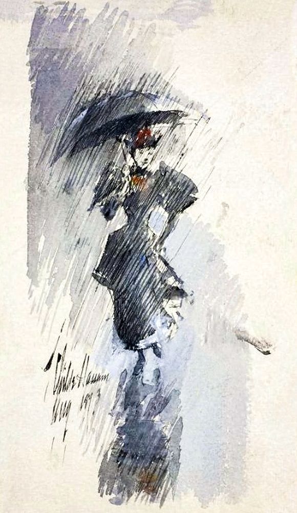 Woman with Umbrella art print by Childe Hassam for $57.95 CAD