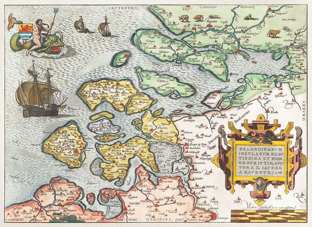Map of Zeeland art print by Frans Hogenberg for $57.95 CAD