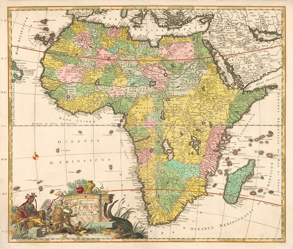 Map of Africa 1690 art print by Carel Allard for $57.95 CAD