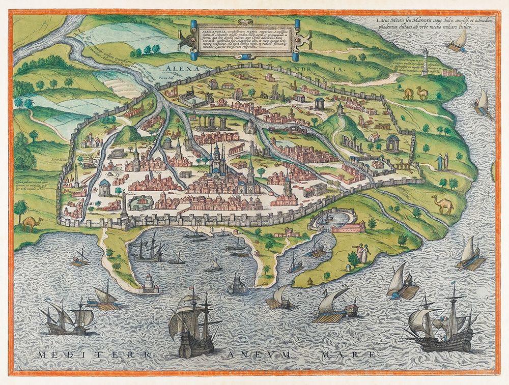 Map of Alexandria 1575 art print by Georg Braun for $57.95 CAD