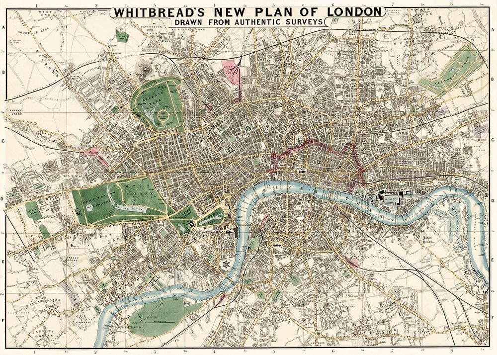Whitbreads new plan of London drawn from authentic survey 1853 art print by J Whitbread for $57.95 CAD