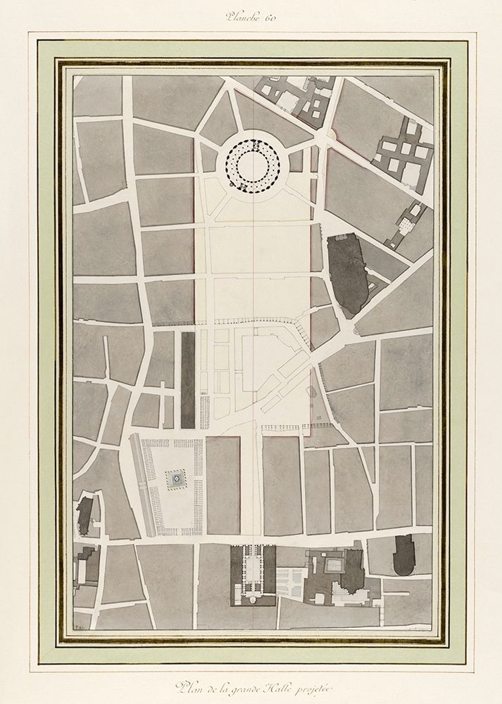 La Halle aux Bles-Street Plan 1810 art print by Pierre Francois Leonard Fontaine for $57.95 CAD