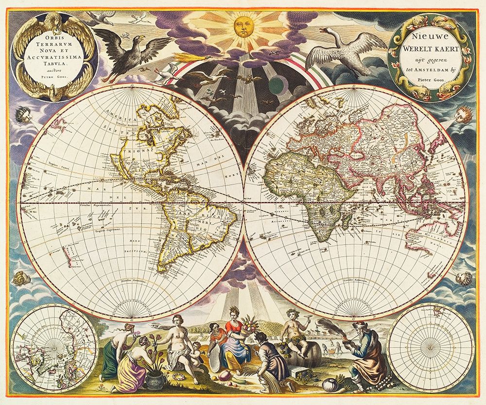 New World Map 1672 art print by Samuel Augustus Mitchell for $57.95 CAD