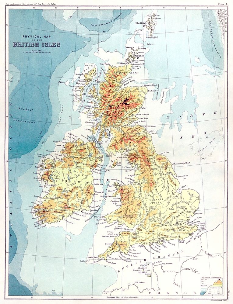 Gazetteer of the British Isles-statistical and topographical 1887 art print by John Bartholomew for $57.95 CAD