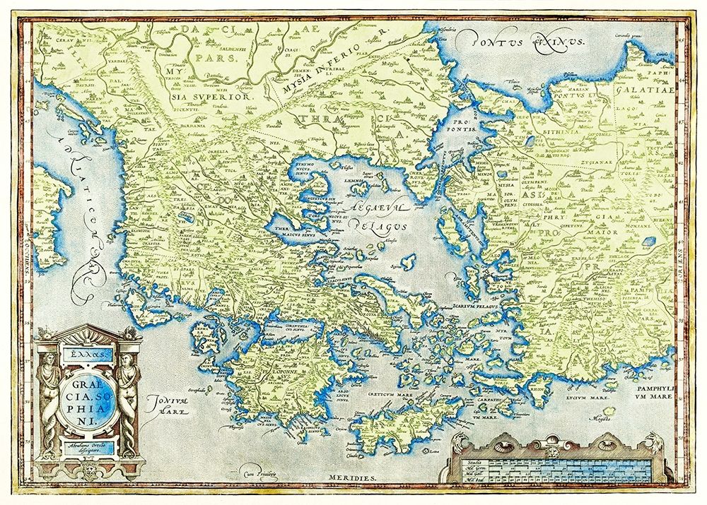 Map of Greece art print by Abraham Ortelius for $57.95 CAD