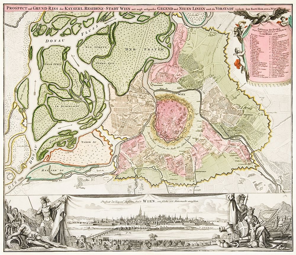 Map of Vienna 1702 art print by Johann Baptista Homann for $57.95 CAD