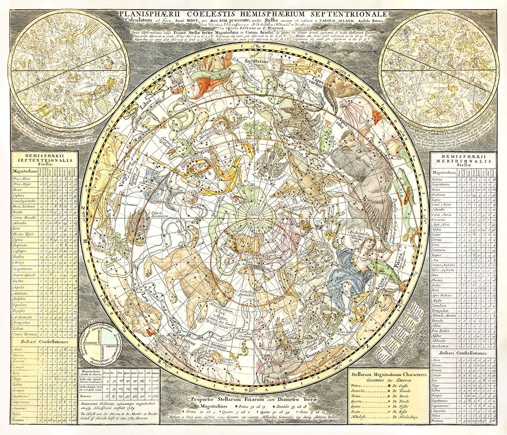 Star map of the northern starry sky art print by Carel Allard for $57.95 CAD