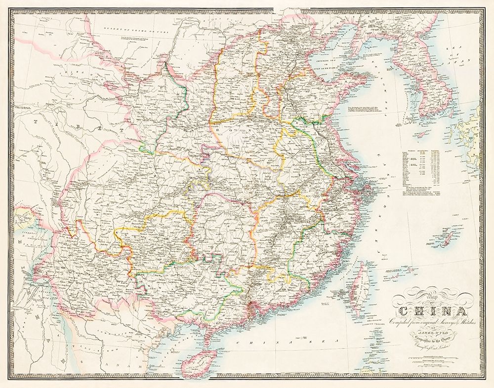 Map of China-1848 art print by James Wyld for $57.95 CAD