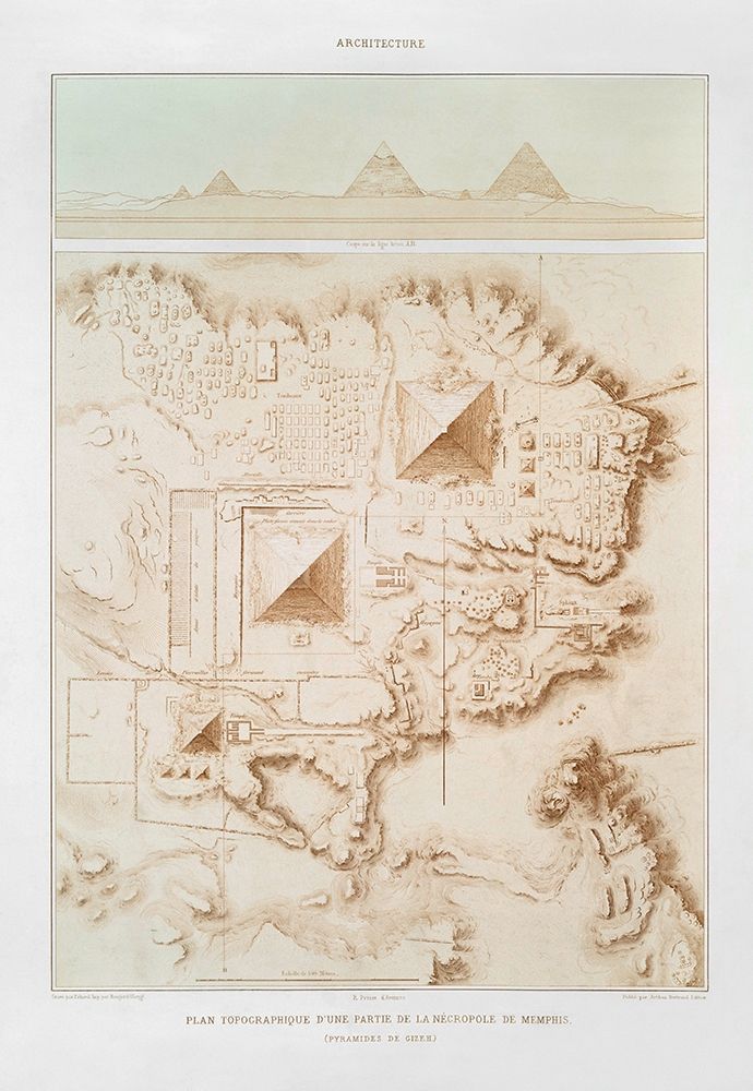 Topographic map of part of the Memphite Necropolis 1878 art print by Emile Prisse d Avennes for $57.95 CAD