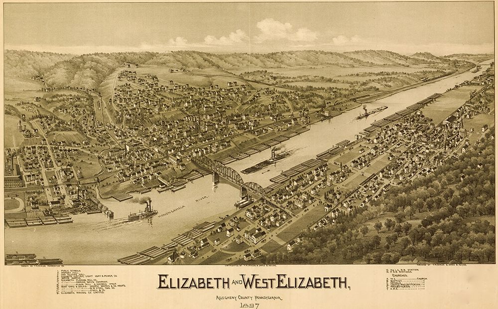 Elizabeth and West Elizabeth Pennsylvania art print by Vintage Places for $57.95 CAD