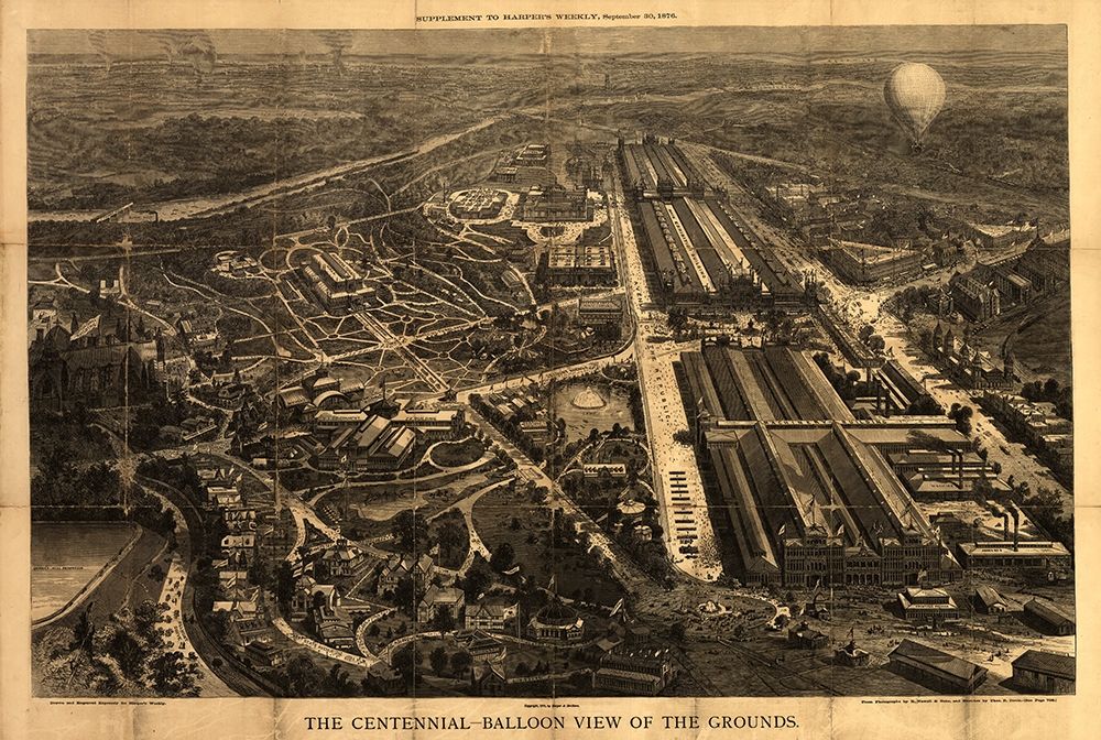 Balloon View of the Centennial Fairgrounds in Philadelphia-Pennsylvania 1876 art print by Vintage Places for $57.95 CAD