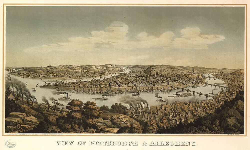 Pittsburgh and Allegheny Pennsylvania 1871 art print by Vintage Places for $57.95 CAD