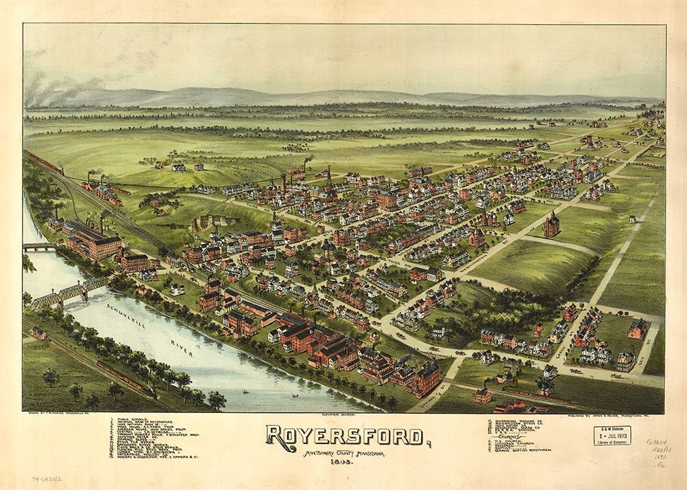 Royersford-Pennsylvania 1893 art print by Vintage Places for $57.95 CAD