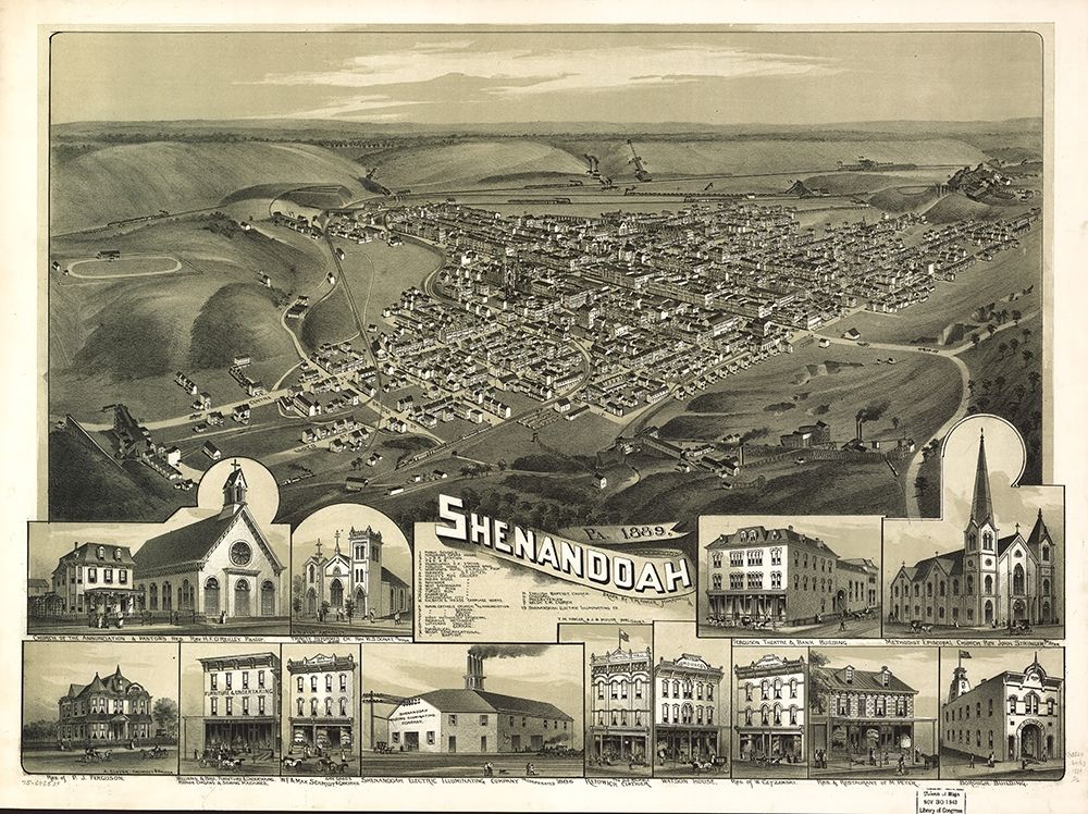 Shenandoah-Pennsylvania 1889 art print by Vintage Places for $57.95 CAD
