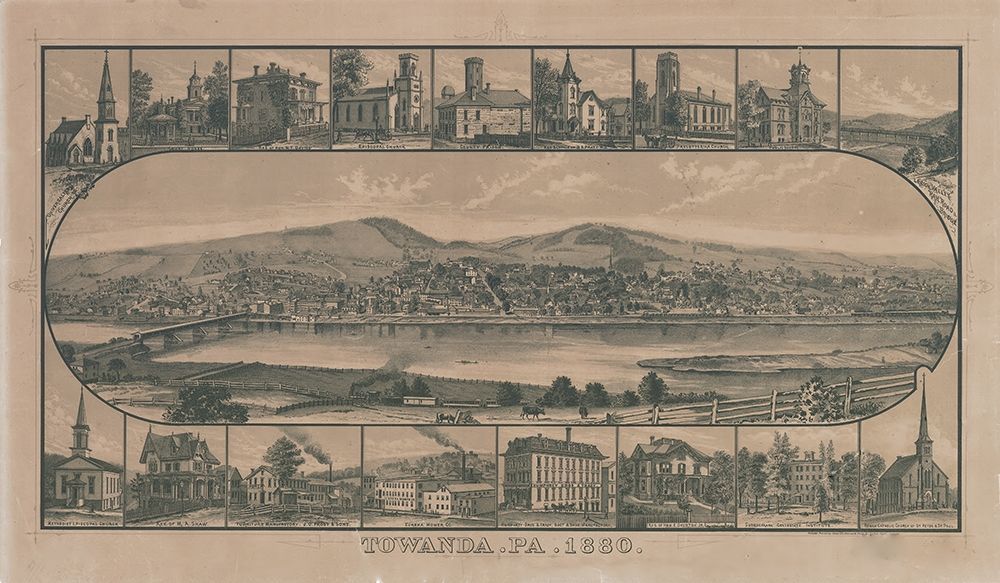 Towanda-Pennsylvania 1880 art print by Vintage Places for $57.95 CAD