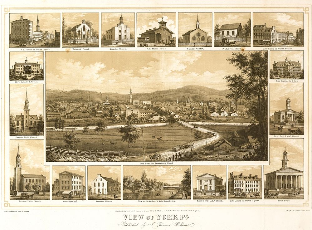 View of York Pennsylvania art print by Vintage Places for $57.95 CAD